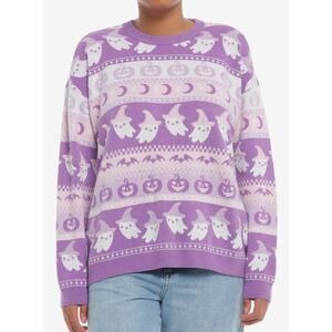 Sweet Society NWT Junior Small Pastel Ghosts & Jack-O-Lanterns Fair Isle Sweater